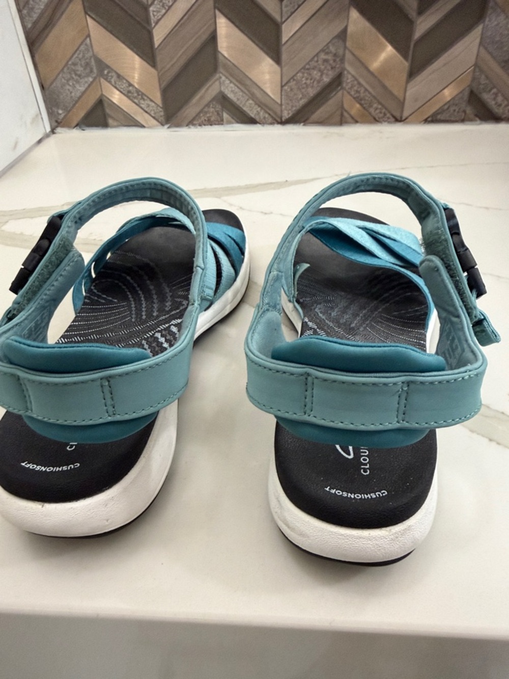 Clarks Teal and Aqua Strappy Sandals - Picture 4 of 5